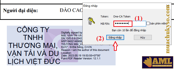 Cách ký chữ ký số OneCA trên file PDF